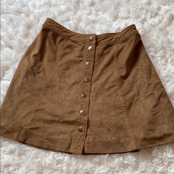 Abercrombie Faux Suede Button Front Skirt - Picture 2 of 5